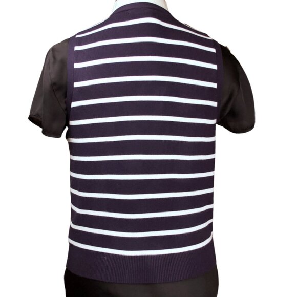 Free Assembly Navy/White Striped Button Front Sweater Vest – Size S - Picture 3 of 6
